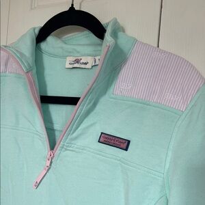 Vineyard Vines Light Green and Pink Pullover